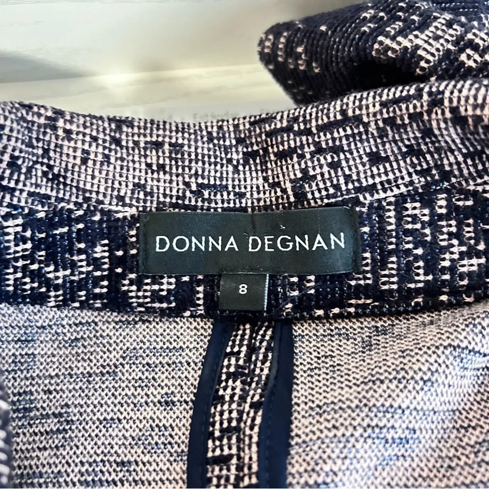 Donna Degnan Blazer Women Size 8‎ Pink Blue Knit Texture Cotton Blend Coquette